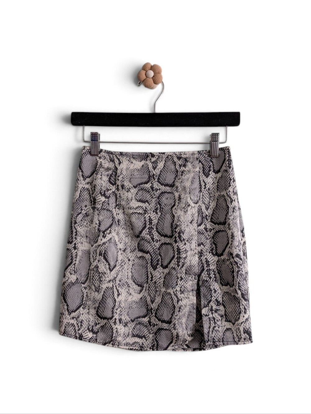 Salty Black & Gray Snake Print Mini Skirt
